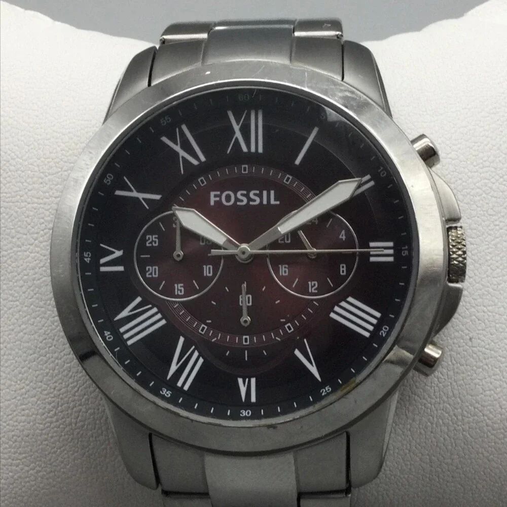 Fossil Grant Chronograph FS5628 Mens Watch 44mm Brown Dial New Battery 7.75